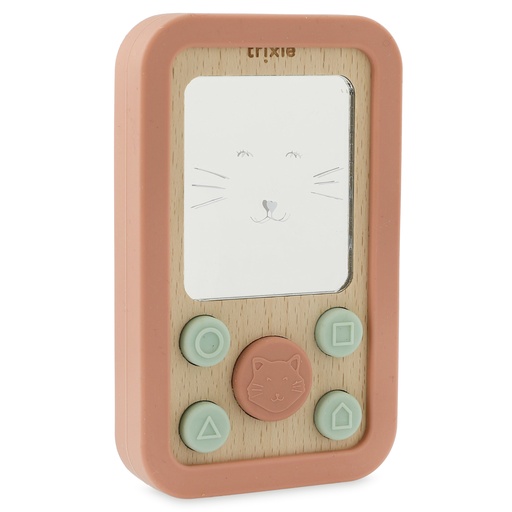 Houten baby telefoon met siliconen mrs. cat