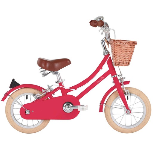 Fiets 12" gingersnap (incl mandje+wieltjes) cherry pink